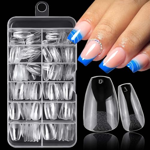 LuckForever 240pc Short Coffin Nail Tips Clear Fake Nails Soft Gel Tips