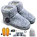 Produktbild Ewarmer Wiederaufladbarer Fußwärmer für kalte Füße, Graphen beheizte Stiefel für Damen, 4-8 Stunden Wärme, Waschbar & Abnehmbar, Elektrisch beheizte PantoffelnBeheizbare Hausschuhe Indoor (grau)