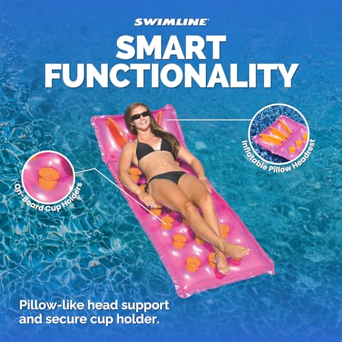 Swimline 76" 18 Pocket Inflatable Mattress - Pink by Swimline - Image 4