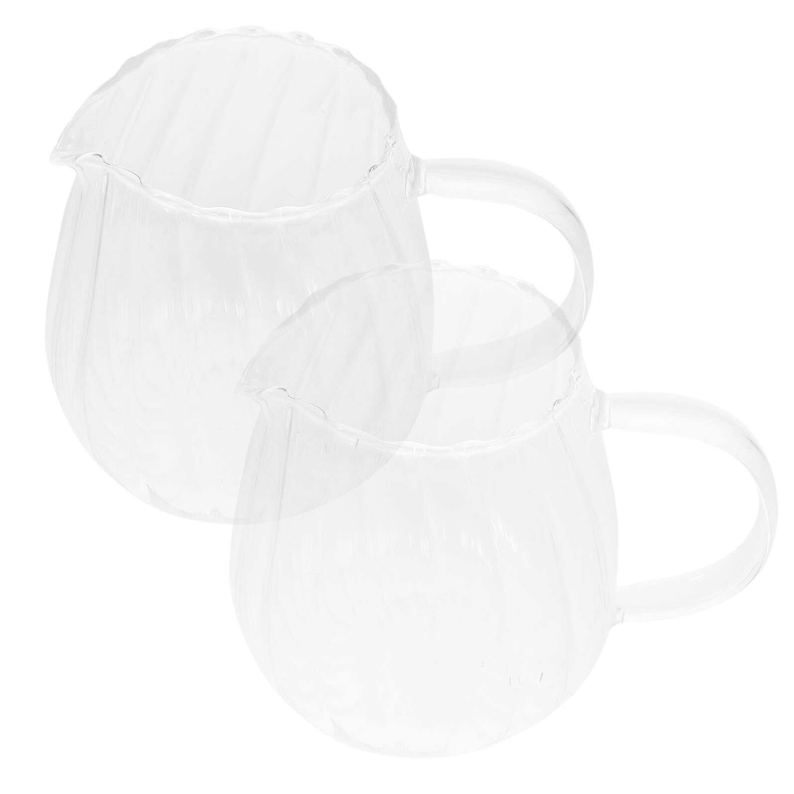 2 Stück Streifen Milchkännchen aus Glas mit Henkel für Kaffee