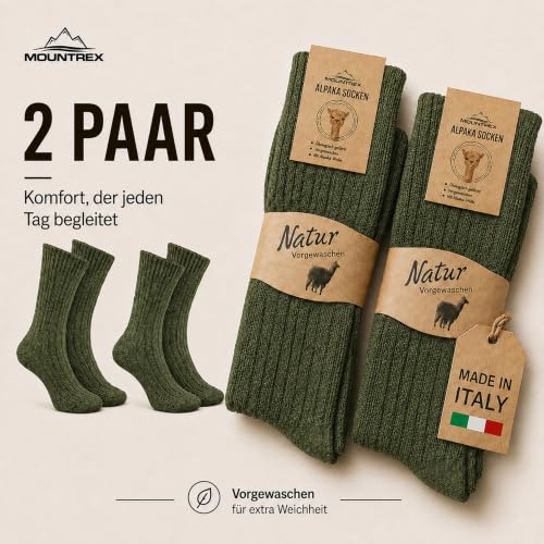 MOUNTREX Alpaka Wollsocken Dünn Grün 39-42 – Bild 4