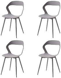 GrandCA HOME Pack de 4 Sillas de Comedor o Silla de Oficina con Patas de Metal, Sillas de Cocina para Sala de Estar, Comedor, Sala de Reuniones, Gris + Gris