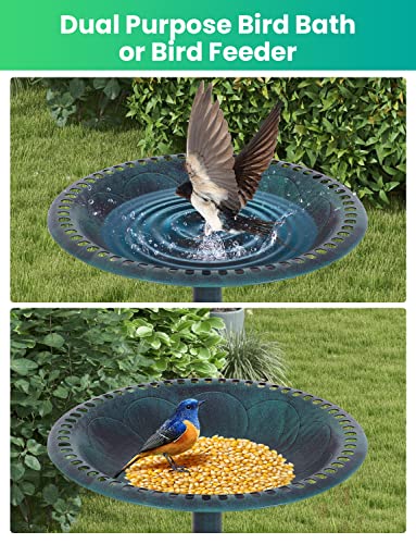 Happaws Bird Bath 28 Inch Tall Bird Feeder, Polyresin Lightweight Bird Baths For Outdoors, Sturdy Antique Garden Birdbath With Anchors #TOP5