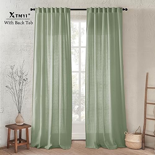 Image of XTMYI Sage Green Curtains 108 Inches Long for Big Window,Extra Long Light Green Curtains for High Ceiling Living Room
