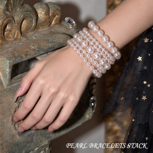 Gold Pearl Bangle Bracelet for Women Elegant Pearls Bracelets — 사진 4