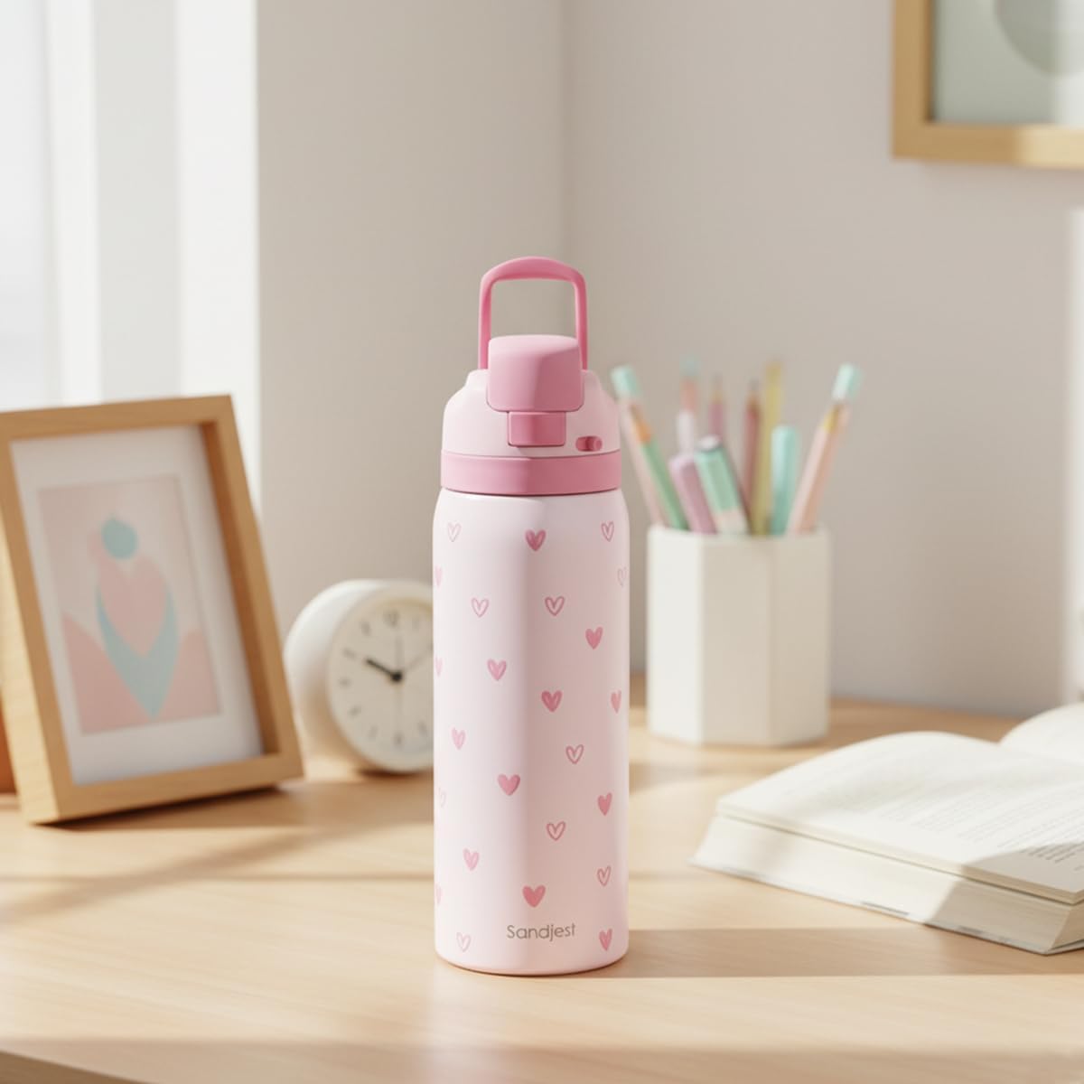 Heart Insulated Stainless Steel Water Bottle with Straw for Sports and Travel, 32oz, Gifts for Women Girls Friends Teens Birthday Christmas - Image 7