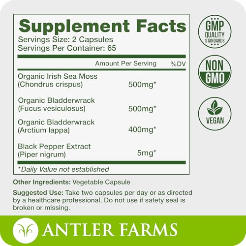 Antler Farms Sea Moss Complex Capsules with Bladderwrack & Burdock Root (130 ct) — view 3