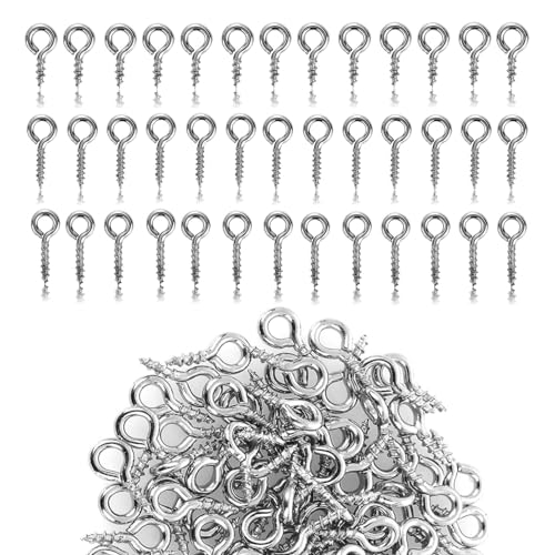 Fenglin-joy 300 pcs Crochet à Vis,Crochet a Visser s à vis en acier inoxydable Inoxydable - Vis Oeillet pour la fabrication de bijoux DIY artisanat bois bricolage meubles(8&10&12mm-3tailles)