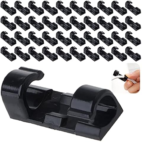 SETHAN Cable Clips, 40Pcs Adhesive Wire Clips, Durable Multifunctional Cord Holder Wire Organizer, Premium Sticky Acrylic Glue Cord Clips for Home Office Car TV PC Laptop Desktop Management (Black) Cover