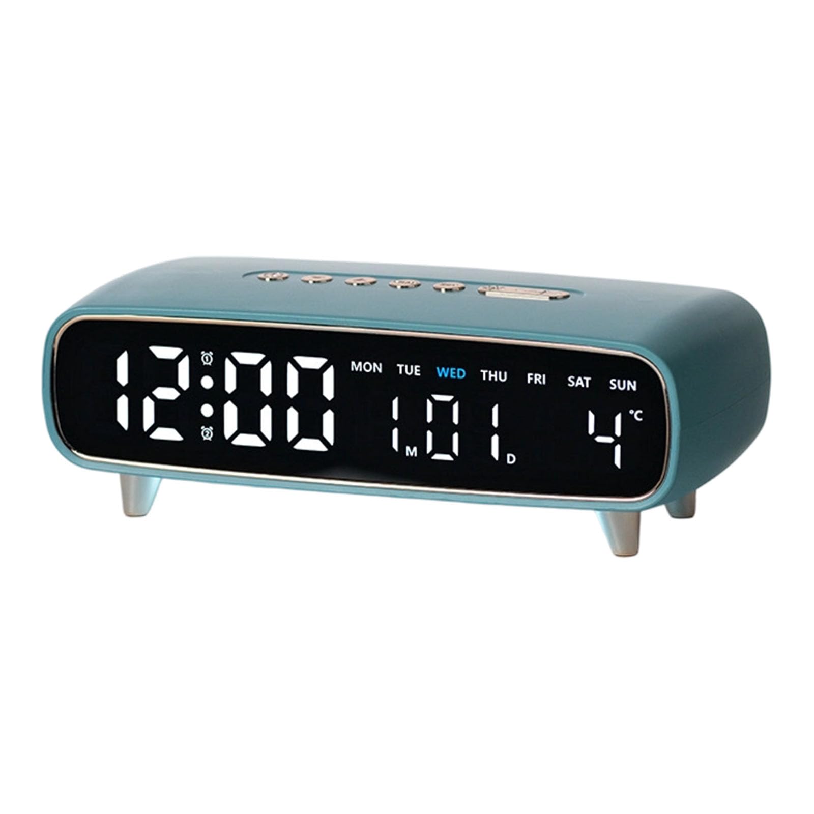 Woedpez Practical Digital Clock with Large Display Night Light Feature Calendar Temperature and Moons Phase for Daily Use Digital Alarm Clock with Backlight Multiple Alarms
