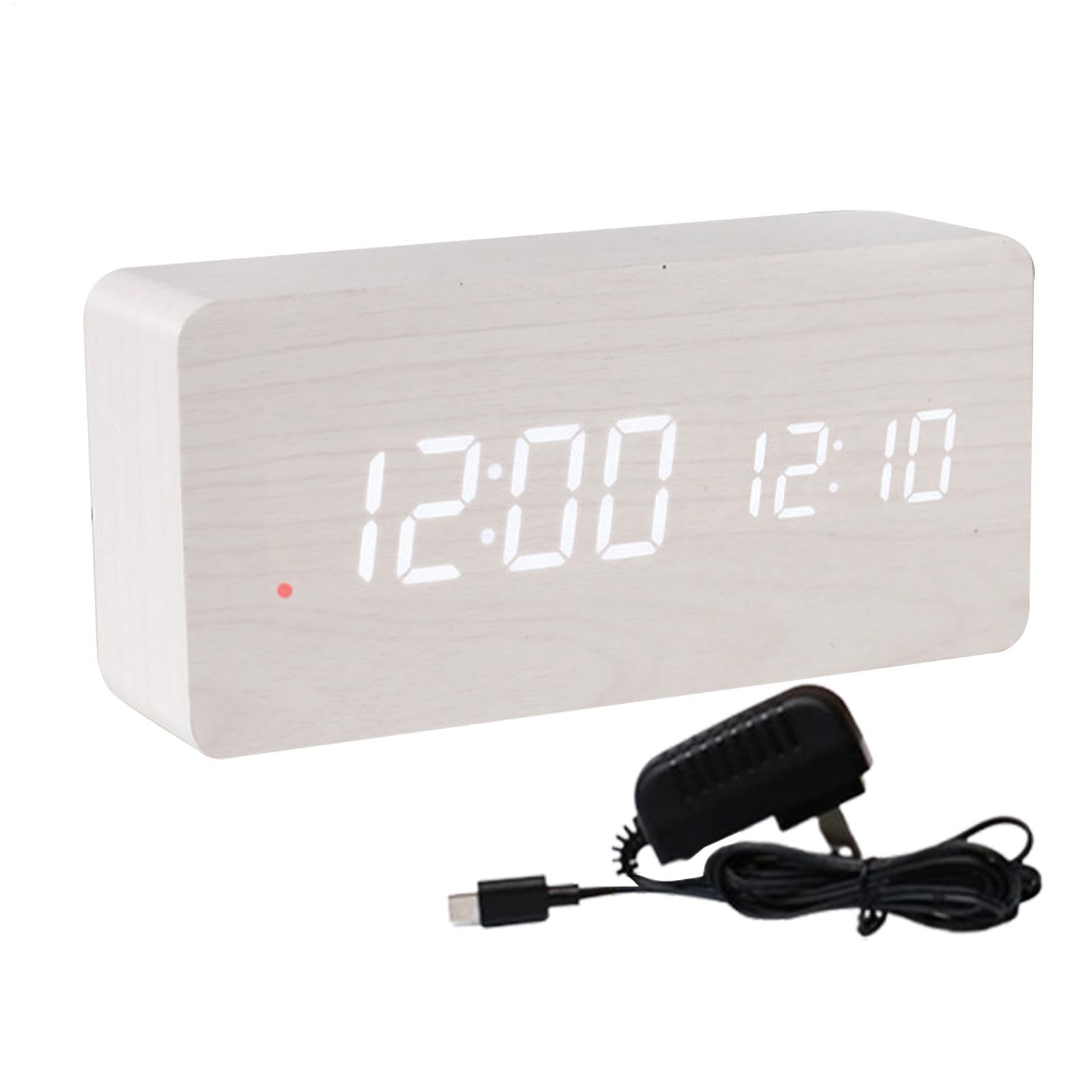 Reloj LED Digital de Madera - Elegante Reloj Despertador Digital con