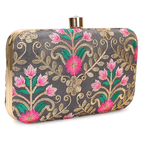 Image of LONGING TO BUY Hand Crafted Designer Box Clutch - Zari Embroidery For Women