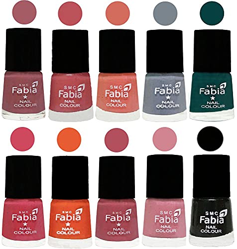 Image of ALL IN ONE (PACK OF 10), Long Lasting Glossy Nail Polish, 6 ml Each, All Vibrant Colours,02004