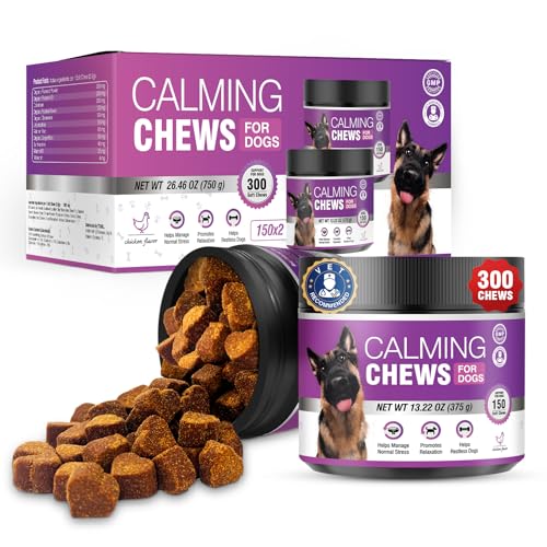 Image of Calming Chews for Dogs 300pc Dog Calming Treat and Bites with Melatonin - Anxiety and Stress Relief Treats for Dogs Puppy Sleep Aid Calm Dog with Noise,Thunder, Barking, Separation,Chewing