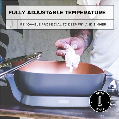 Crux Extra Deep Nonstick Scratch Resistant Electric Skillet with