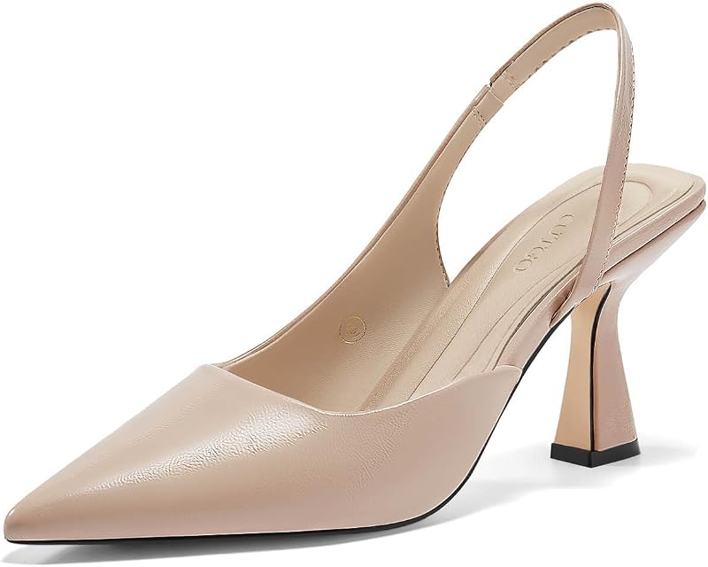 Coutgo Zapatos de vestir de oficina sexy para mujer con tacón de aguja cerrado y puntera cerrada D'Orsay
