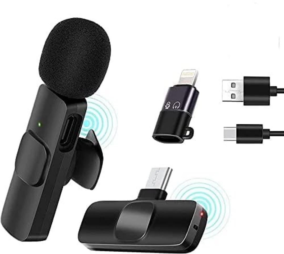 Cubonic K8 Wireless Collar Mic with Rechargeable Battery Hindrance Free, Omnidirectional(Compatible with iPhone/ipad/Type C Ports)