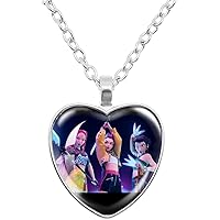 KPops Demon Hunters Necklace Huntrix Rumi Saja Boys Derpy Tiger K-pop Demon Hunters Merch Heart Pendant Necklace Accessories for Fans, Women, Girls