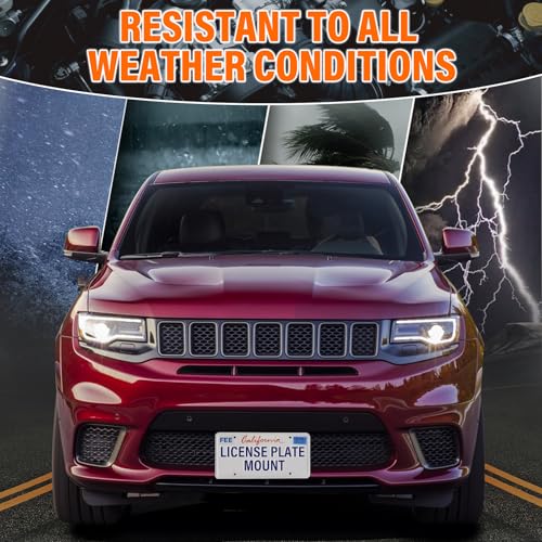 Front Bumper Grille License Plate Mount Bracket Compatible with Jeep Compass/Renegade/Cherokee/Gladiator, No Drill Plate Holder, Replacement Frames with Accessories Kit by EONGEE - Image 4