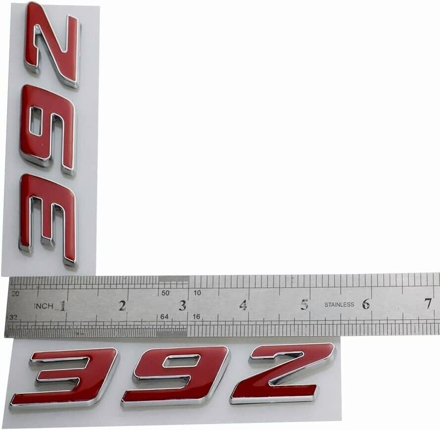 Pair Of 392 Emblem Side Fender Badges - Chrome Black 3D Raised Adhesive Decals For Car Body