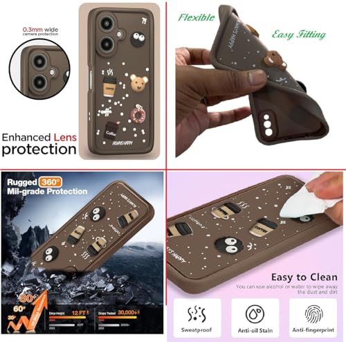 Image of Bintage Cute Fun Ball | Taddy Cartoon 3D Smiley Coffee Cup | Milk Donut | Full Camera Protection Back Cover Compatible for Oppo CPH2495 / Oppo A78 5G - Brown