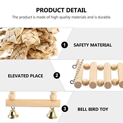 UKCOCO 8 Peças Pássaro Papagaio Balançando Brinquedos de Mascar Com Sino de Madeira Natural Em Pé Re