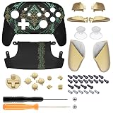 eXtremeRate Glow in Dark - Totem of Kingdom Black Faceplate Backplate Handles dla NS Switch Pro Controller,Soft Touch DIY Wymiana Grip Housing Shell Cover dla NS Switch Pro - Controller Nie Jest Wliczony W Cenę