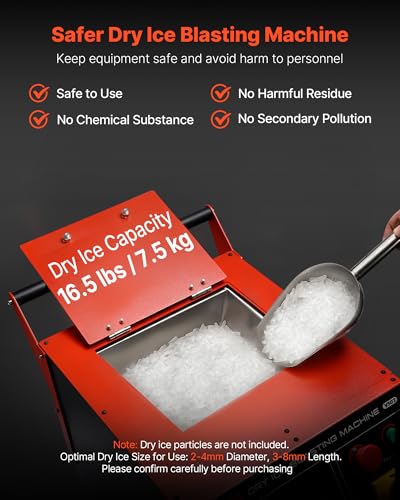 VEVOR Trockeneisstrahlgerät, 7,5kg, Trockeneis Strahlanlage 4 Düsen, Trockeneis-Blaster-Reinigung, Einstellbare Druckmenge, Trockeneisstrahlen-Reinigungsmaschine für Auto, Schiff, Luftfahrt, Chemie