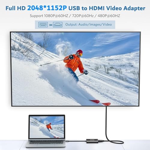USB to HDMI Adapter for Instant Dual Monitor, ABLEWE Ultra-Thin Aluminum USB 3.0 to HDMI Cable, Laptop to TV/Projector/Display, 1080P Support for Mac, Windows 11/10 by ABLEWE - Image 5
