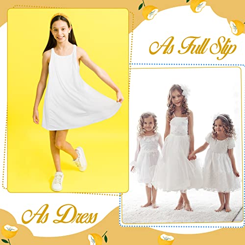 Mepase 2 Pcs Girls Slips for Under Dress Tea and Knee Length Princess Cotton Nylon White Slips with Adjustable Straps4
