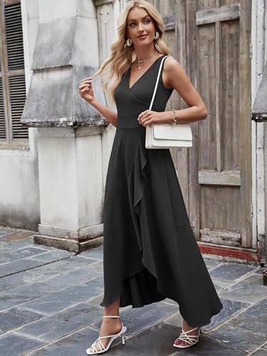 Women Formal Dresses,V Neck Evening Gowns for Women 2024 Long Wedding Guest Party Sleeveless Prom Pockets Dress - Image 5