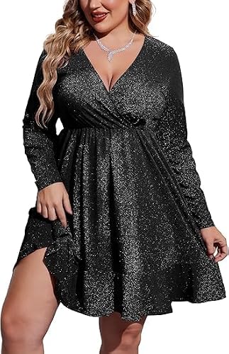 Beyove-Plus-Size-Womens-Glitter-Dress-V-Neck-Long-Sleeve-Ruffle-Hem-Swing-Club-Cocktail-Party-Dresses-Black