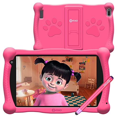 Contixo Kids Tablet V10, 7-inch HD, Ages 3-7, Toddler Tablet with Camera, Parental Control - Android 10, 16GB, WiFi, Learning Tablet for Children with Teacher's Approved Apps and Kid-Proof Case, Pink