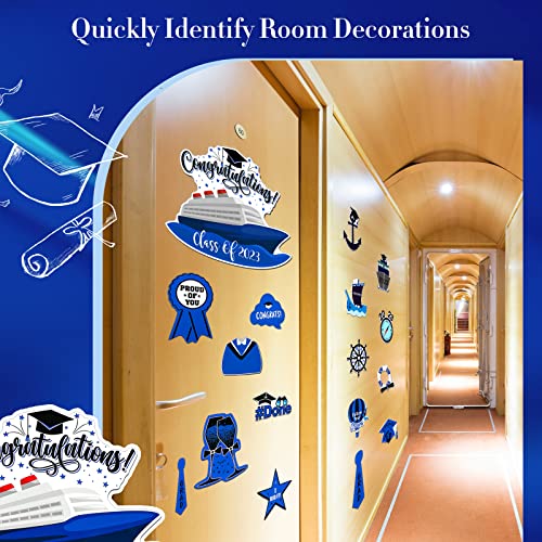 16 Pcs Cruise Door Decorations Graduation Cruise Door Decorations Magnetic Class Of 2023 Congrats Grad Car Magnets Anchor Life Preserver Magnets For Carnival Cruise Car Locker Refrigerator (Blue) #TOP3