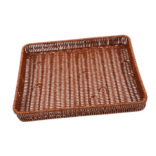 PRETYZOOM Handwoven Multipurpose Woven Basket Elegant Snack and Fruit Storage Bin for Kitchen Countertop Display Lightweight and Easy to Clean for Farmers Market Use