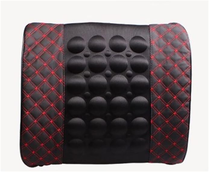 Electric Car Massage Lumbar Back Support Cushion seat Massager Pillow for Office Chair PU Leather(D)