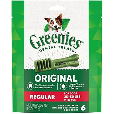 Greenies Original Regular Dental Dog Treats, 6 oz. Pack (6 Treats)