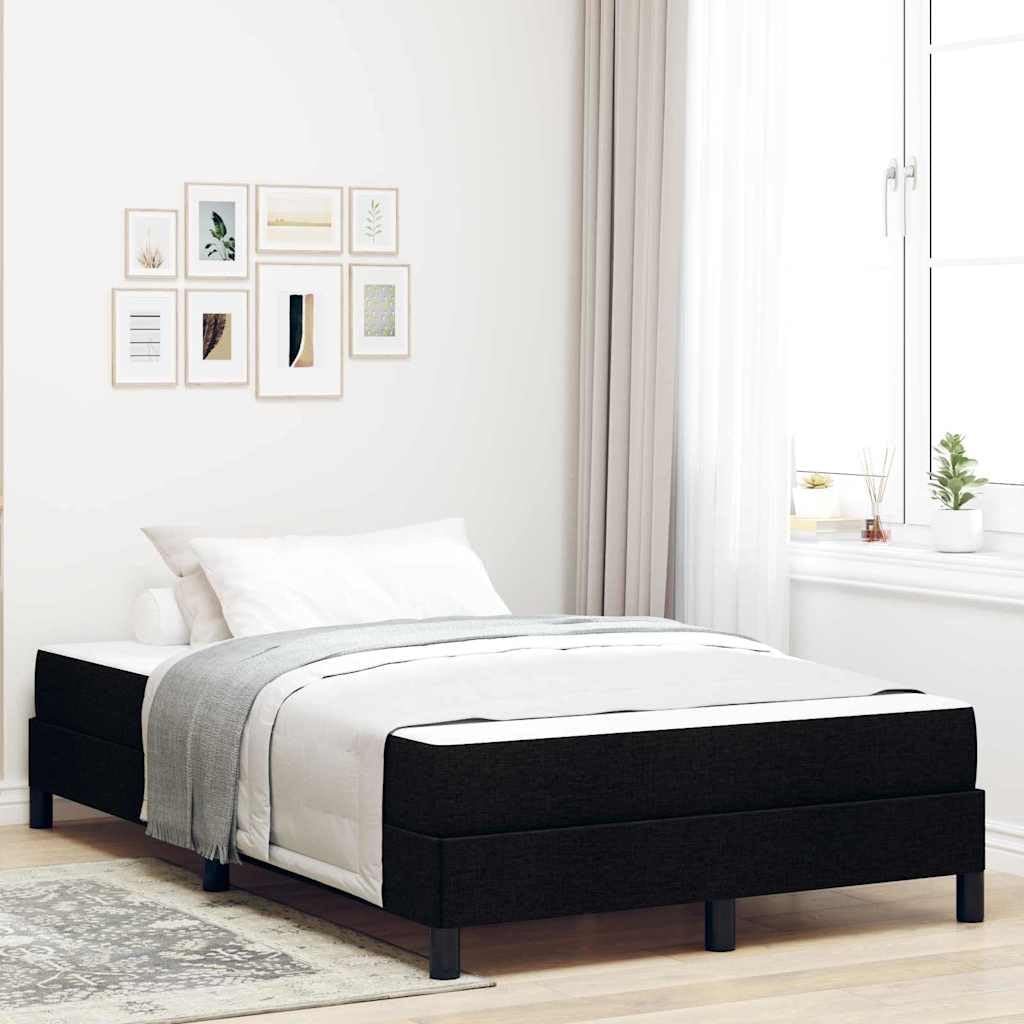 vidaXL Boxspringbett mit Matratze Schwarz 120 x 200 cm Stoff, Moderner Bettgestell, rechteckige Schlafbasis, Stabiler Boxspring, Coole Optik, Holz, gemütliche Plattform