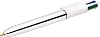 BIC 4 Colors Shine Silver Body Ballpoint Pen 12 Box, 4 Colors (Blue, Black, Green and Red), 1.0 mm. Fly