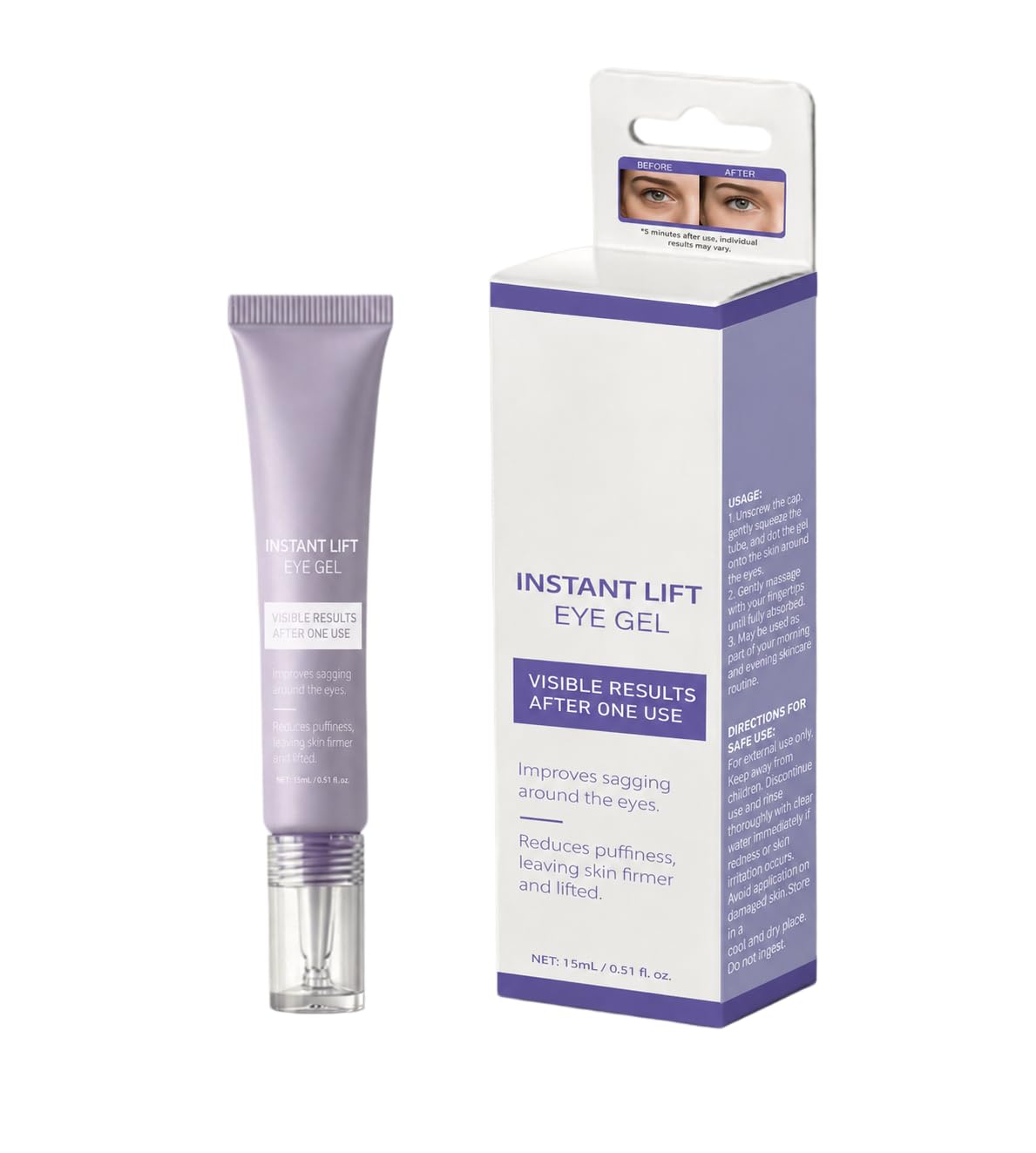 Instant Lift Eye Gel, Under Eye Skin Care Gel for Puffy Eyes and Sagging Skin Around Eyes, 15mL Daily Eye Treatment Gel