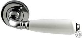 Ironmongery Solutions® Oxford White China Door Handles on Chrome Rose – Elegant Lever Handles for Internal Doors, Pair