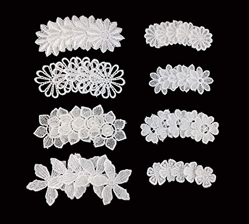 Honbay 40Pcs Mix Style White Hollow Out Lace Flower Applique Patch Sewing Craft Decoration #TOP1