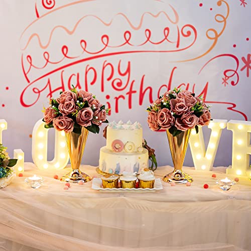 Décorations de mariage pour réception avec ces 10 supports de fleurs dorés de 25 cm - 4