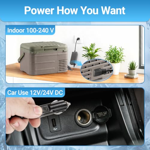 Image of Erivess 12v Refrigerator 11 Quart, -4F-68F, Electric Cooler for Car