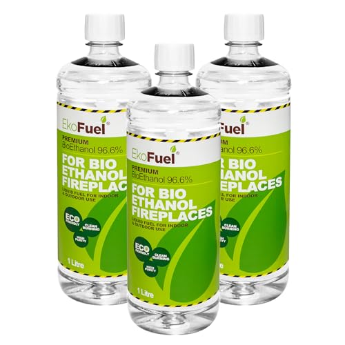 EKOFUEL (3 Litre) Premium Bioethanol Fuel – Liquid Fuel for Fires Pits, Fireplace | High Purity Clean Burning Bio | Indoor & Outdoor Ethanol Fuel