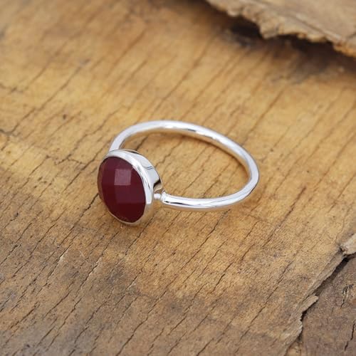 Bague en argent 925 et pierre rouge élégante, le cadeau d'anniversaire idéal