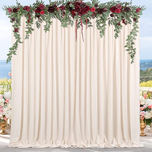 Wrinkle Free Ivory Backdrop Curtains 2 Panels 5ftx8ft Polyester Wedding Backdrop Drapes for Arch Party Stage Ceremony Photography Fall Decor
