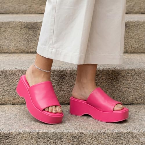 CUSHIONAIRE Spin Womens Platform Sandals, Slip On Dressy Wedge Slides with Memory Foam, Hot Pink 6.5 by CUSHIONAIRE - Used condition - Image 8