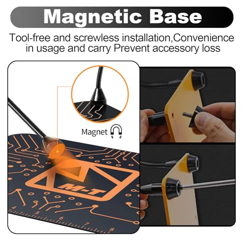 M-T Helping Hands Soldering Station, Magnetic Third Hand Tool PCB Holder with 5X Magnifying Glass 13x9 IN Non-Slip Steel Weighted Base 4 Arms for Electronic Repair Soldering Jewelry Crafts and Welding - Image 4