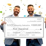 Reusable Giant Check, Oversized Dry Erase Plaque for Award Presentation, Donations, Novelty Endowment Check, Fundraiser, Big Blank Raffle, Charity Sweepstakes, Reward Winners Check